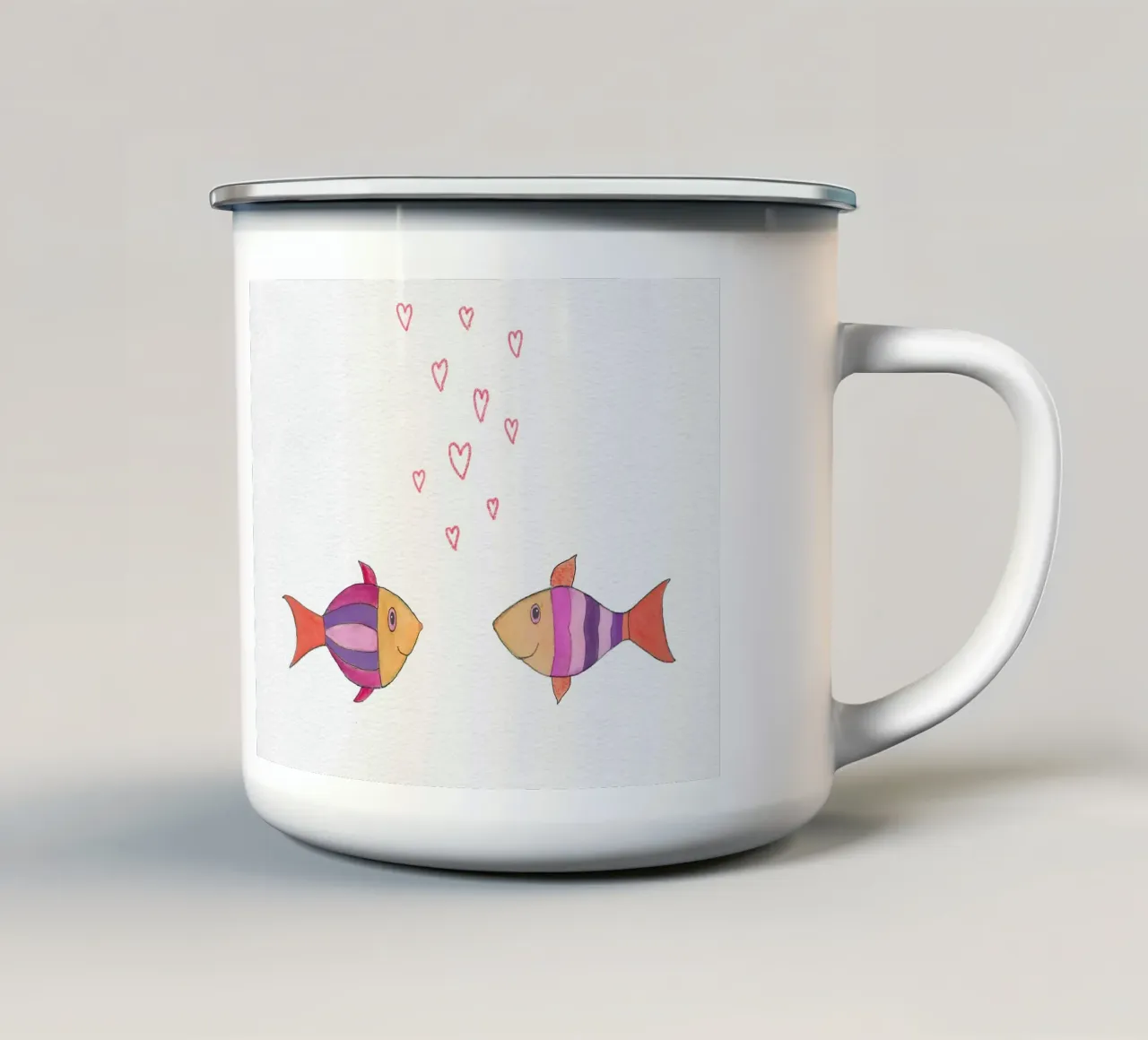 Verliebte Fische in lila und gelb tazza in smalto da Farbwelten