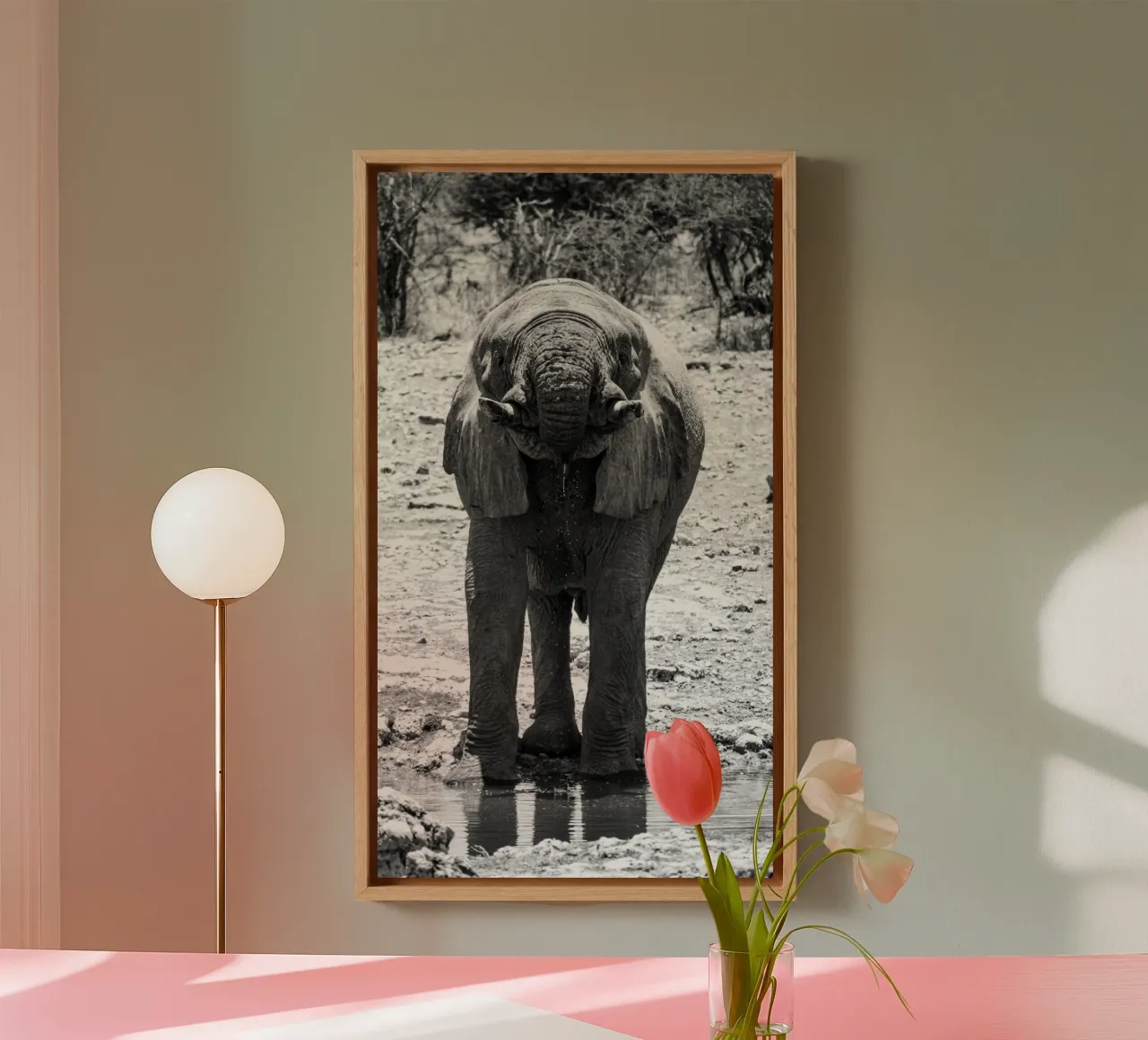Namibian Elephant tela con Cornice a cassetta da FarbFunken
