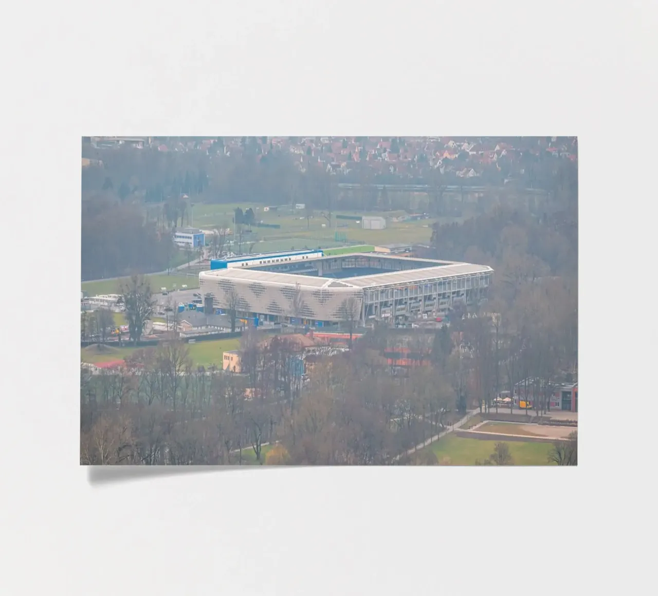 Ad Hoc Arena at the Ernst-Abbe-Sportfeld in Jena in the fog sticker sheet by Marcus Beckert | Fotografie