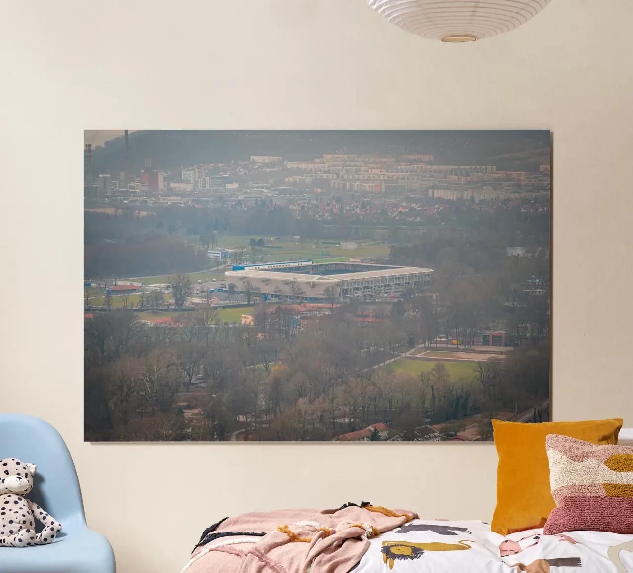 Ad Hoc Arena all'Ernst-Abbe-Sportfeld di Jena nella nebbia carta hahnemühle da Marcus Beckert | Fotografie