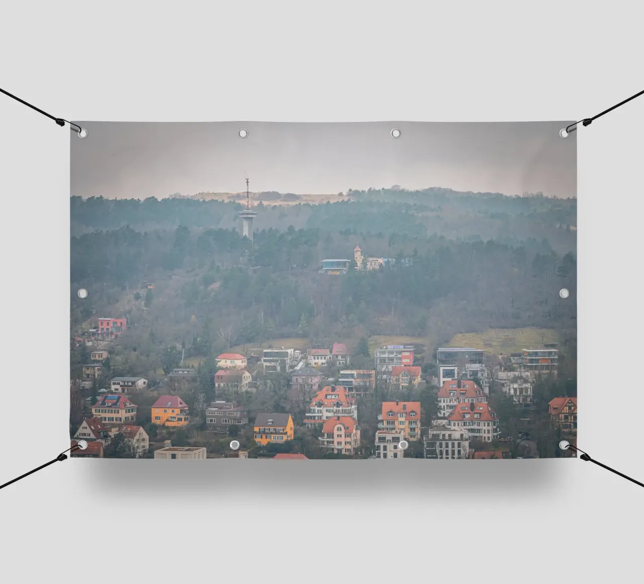 Il Langravio a Jena con la nebbia telo in pvc da Marcus Beckert | Fotografie