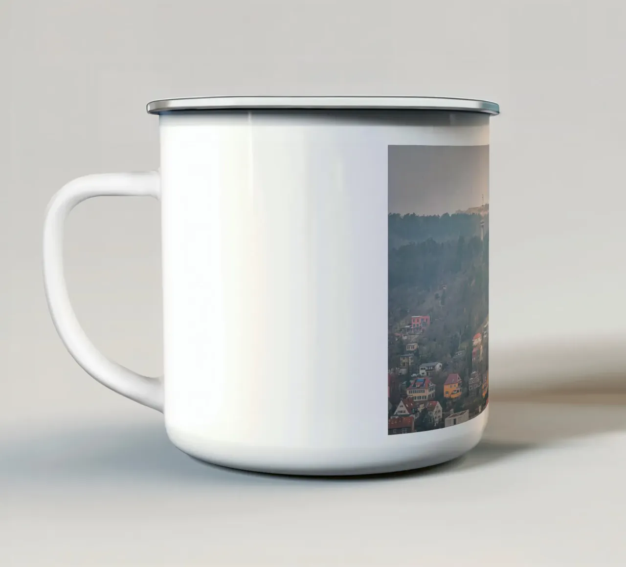 Il Langravio a Jena con la nebbia tazza in smalto da Marcus Beckert | Fotografie