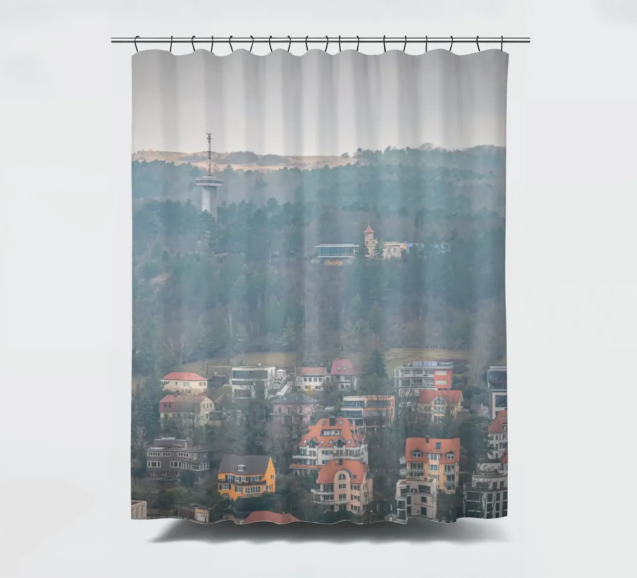 Il Langravio a Jena con la nebbia tenda da doccia da Marcus Beckert | Fotografie