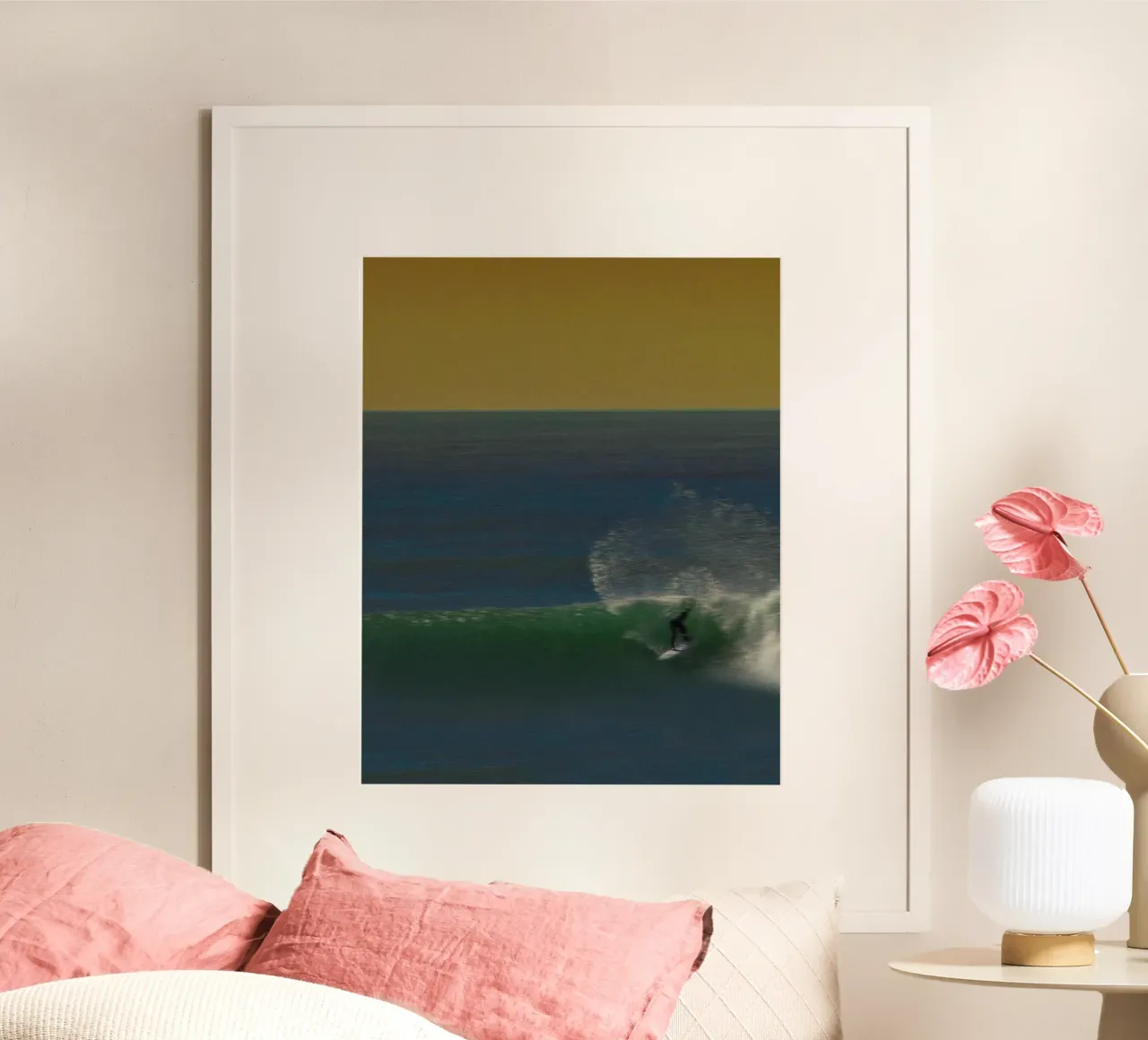 Golden Flow - Photographie de surf rétro à l'heure de l'or rêvée poster de Barefoot Visuals