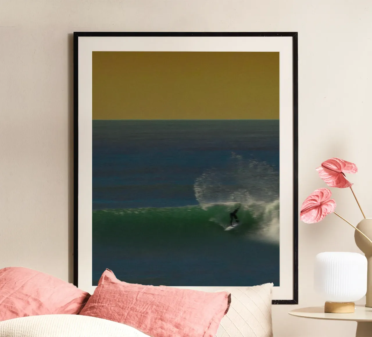 Golden Flow - Photographie de surf rétro à l'heure de l'or rêvée poster de Barefoot Visuals