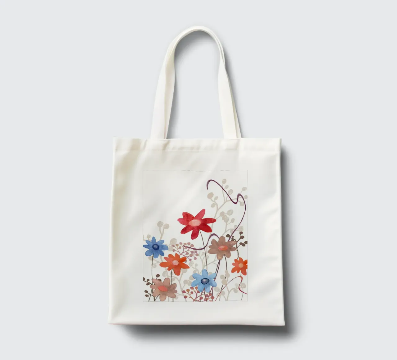 Blumen in rot, blau, braun jute draagtas van Farbwelten