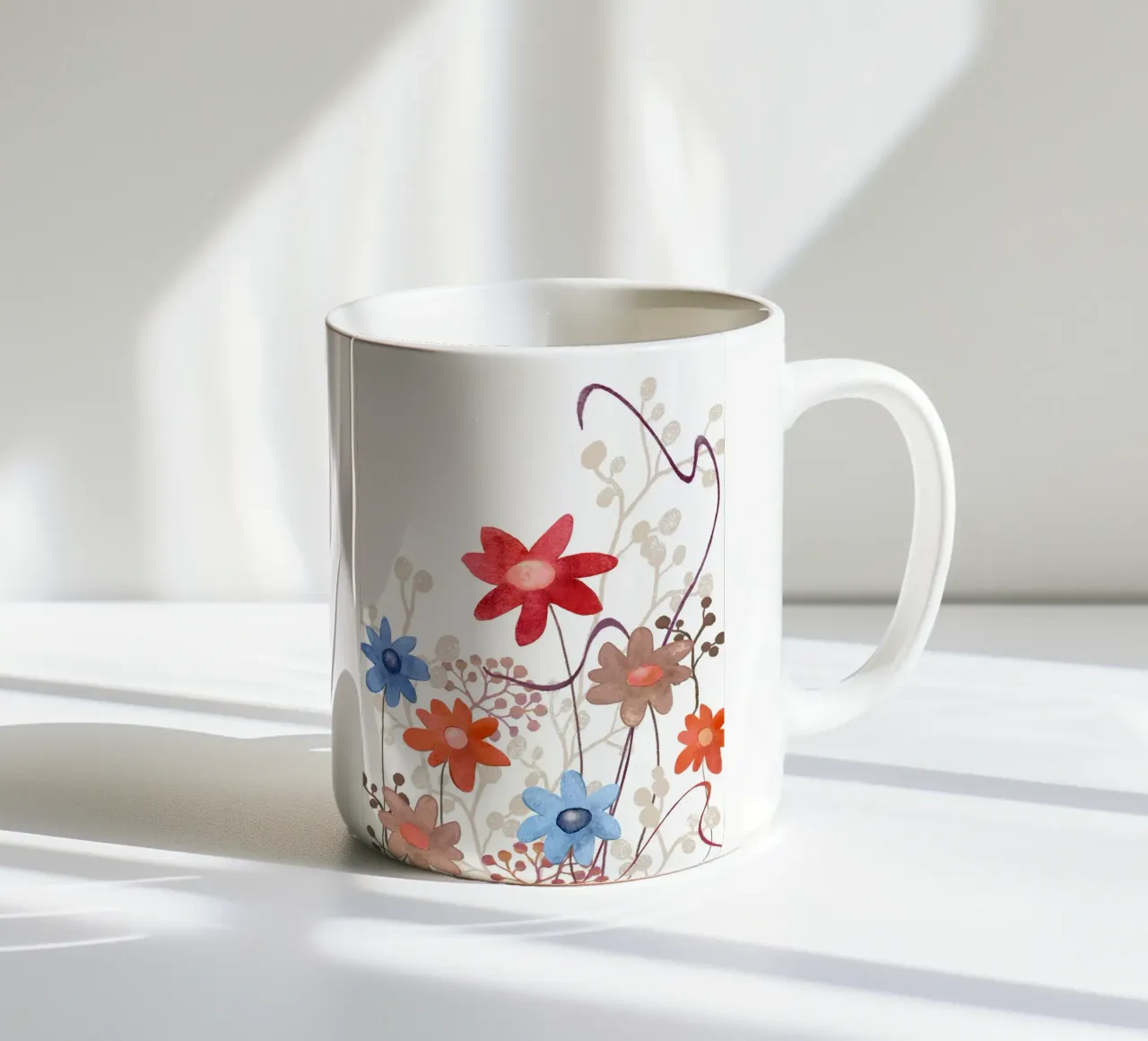 Blumen in rot, blau, braun tazza in ceramica da Farbwelten