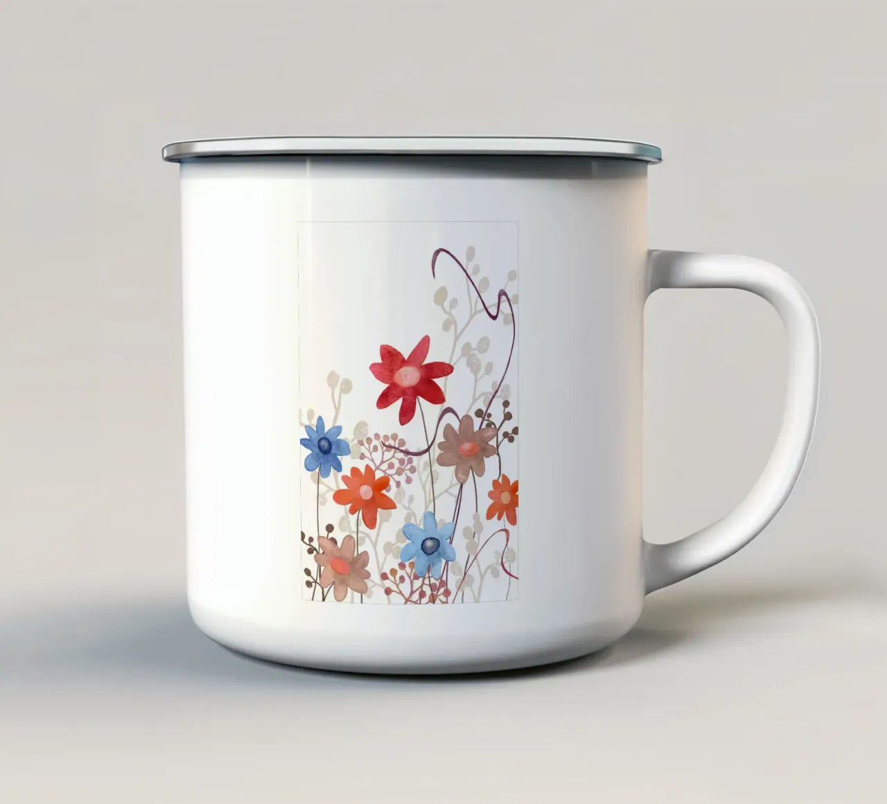 Blumen in rot, blau, braun tazza in smalto da Farbwelten