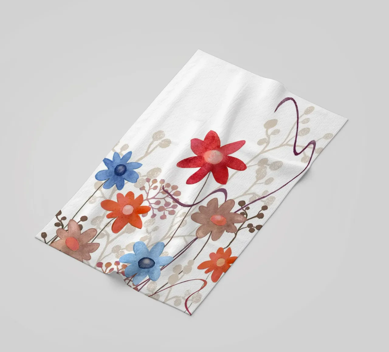 Blumen in rot, blau, braun telo mare da Farbwelten
