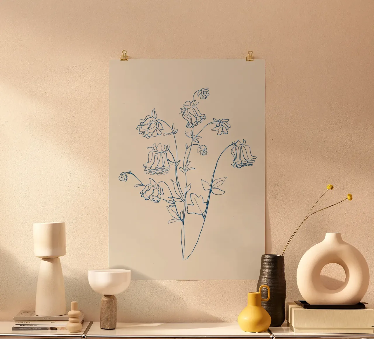 Dessin au trait de fleurs 12 poster de LeaDArt