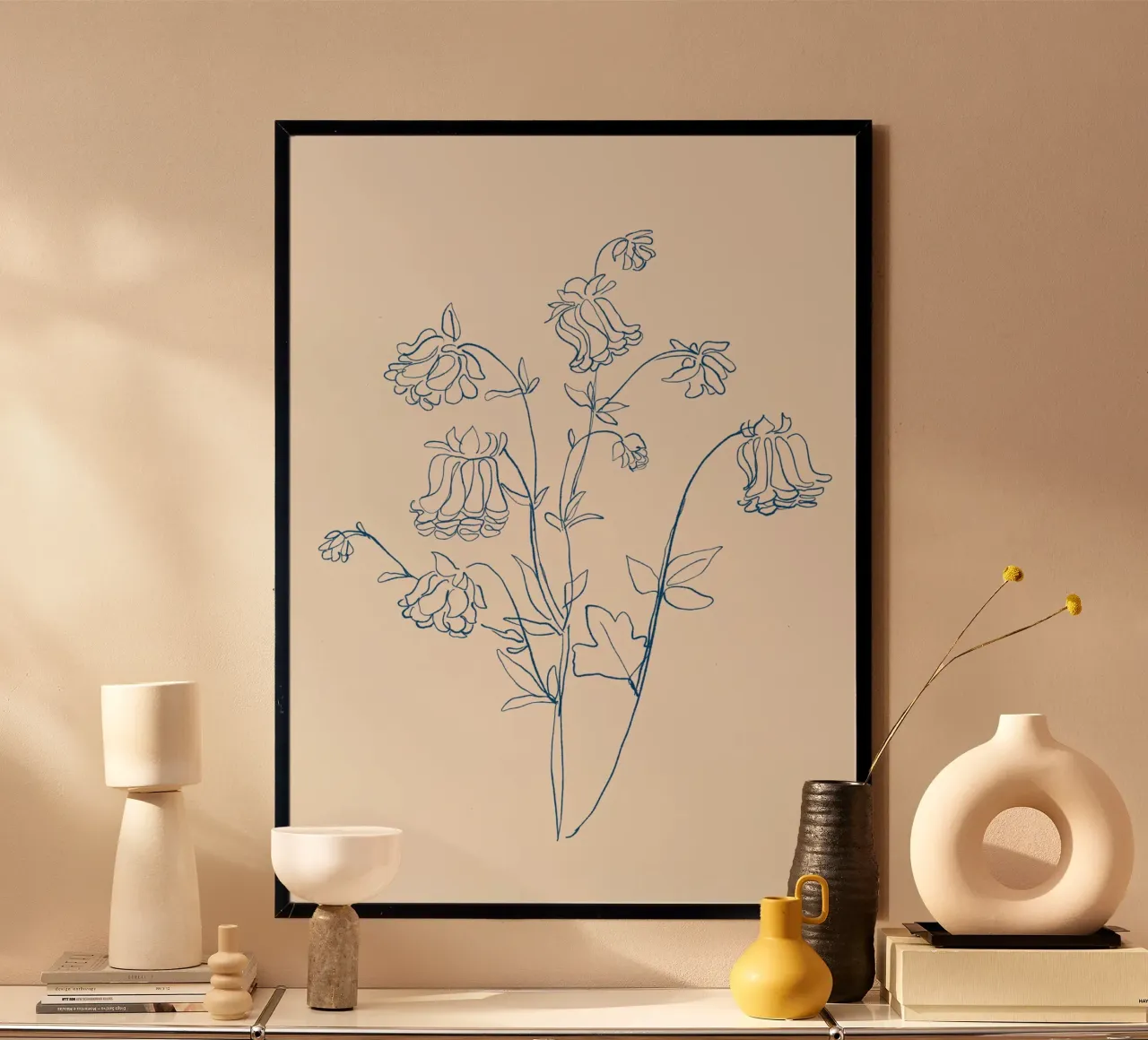 Dessin au trait de fleurs 12 poster de LeaDArt