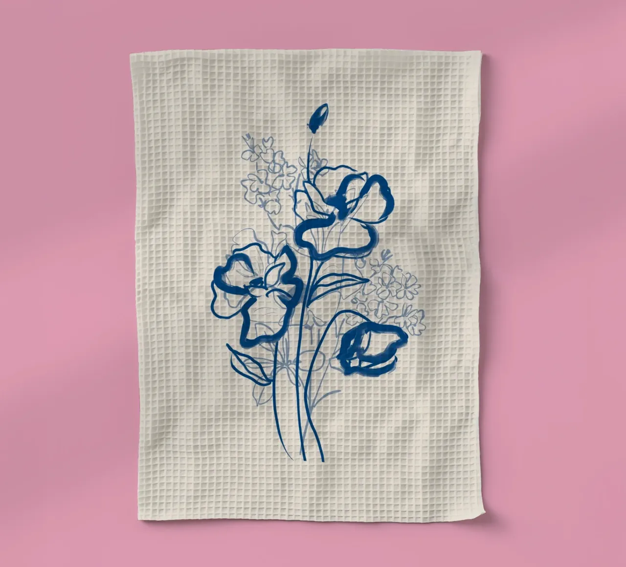 Dessin au trait de fleurs 13 torchon de LeaDArt