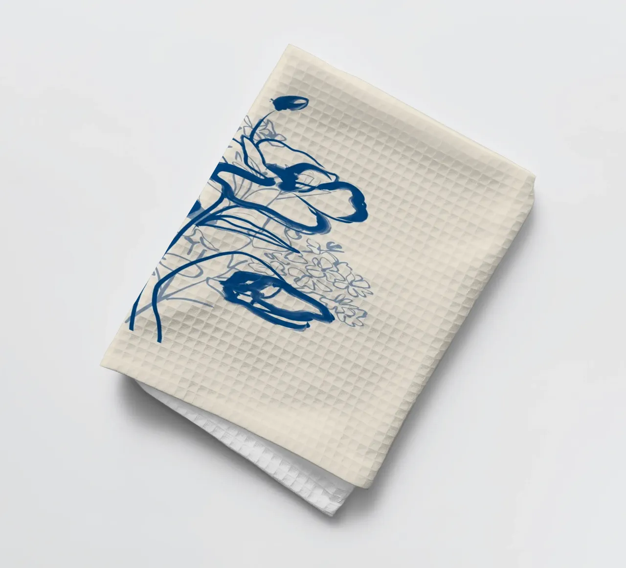 Dessin au trait de fleurs 13 torchon de LeaDArt