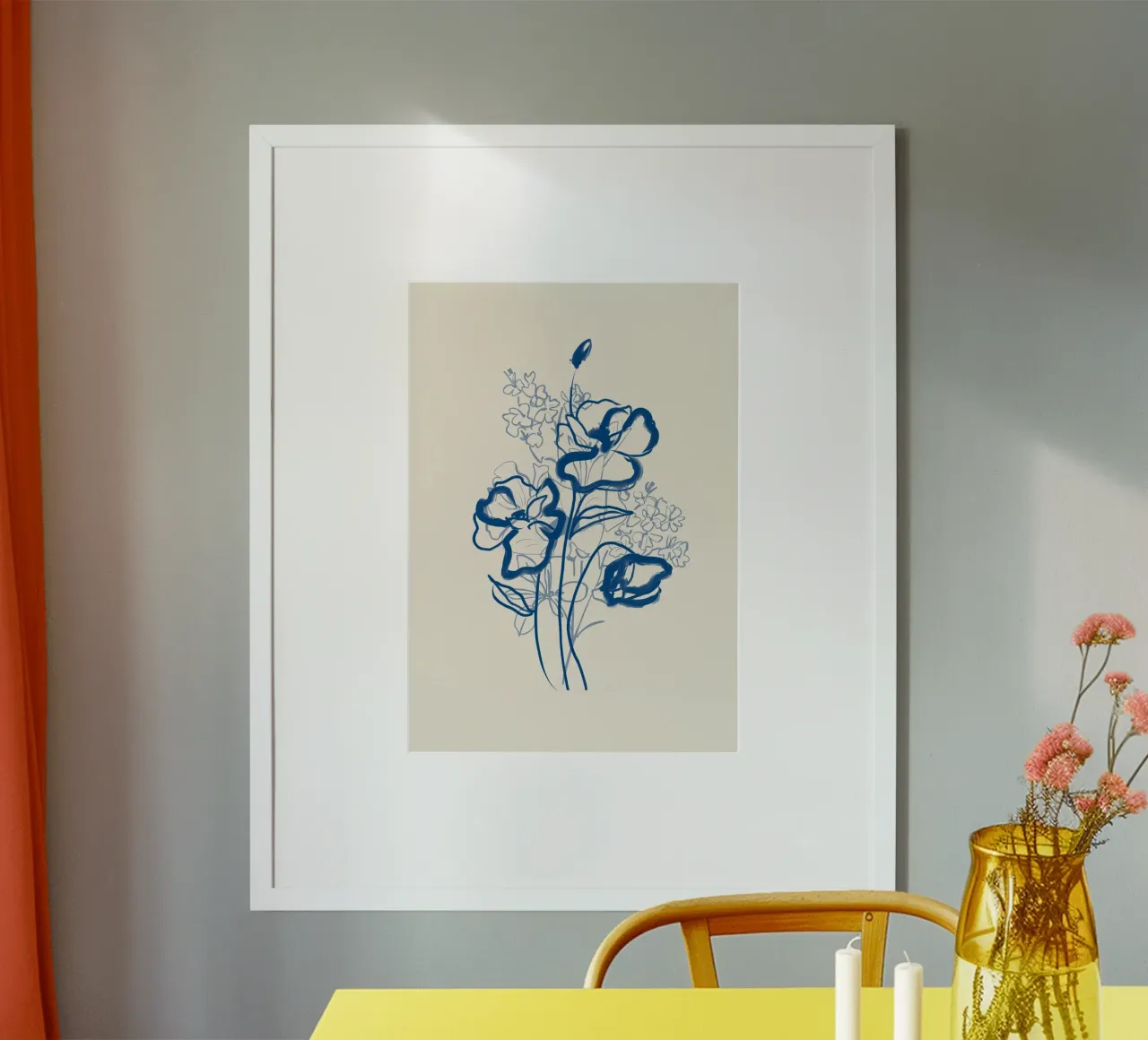 Linea d'arte floreale 13 poster con telaio in plastica da LeaDArt