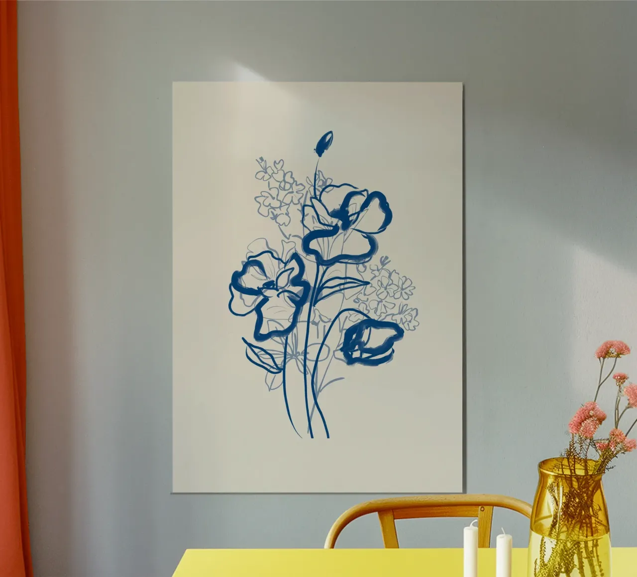 Linea d'arte floreale 13 poster con telaio in plastica da LeaDArt