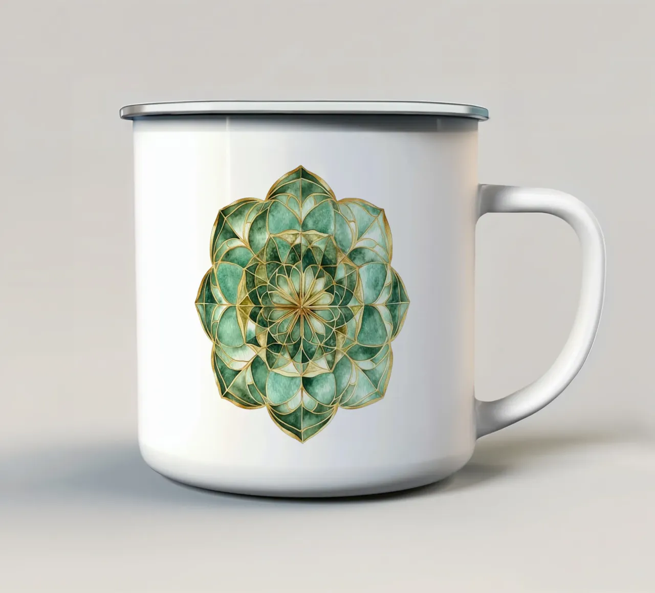 Mandala di salvia acquerellato tazza in smalto da Spiritual Touch