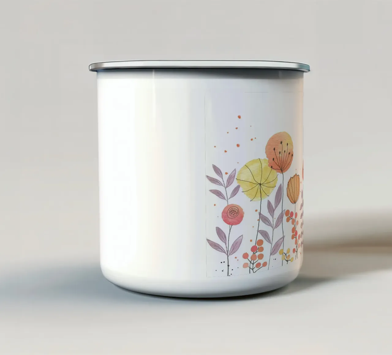 Fantasieblumen in gelb und orange tazza in smalto da Farbwelten