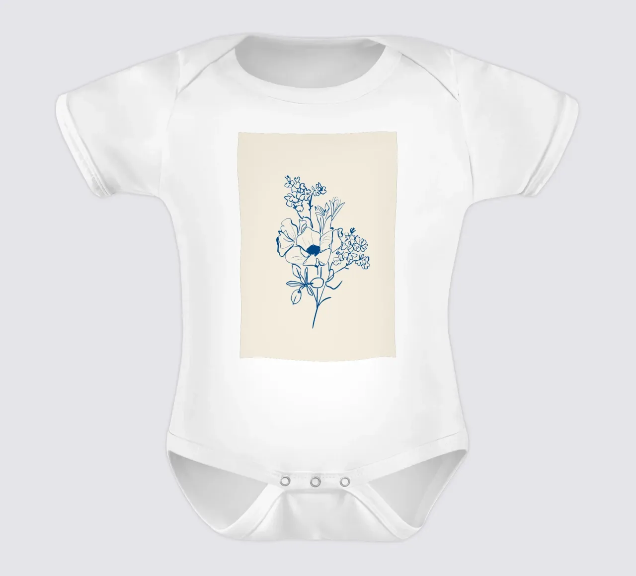 Linea d'arte floreale 15 body neonato maniche corte da LeaDArt