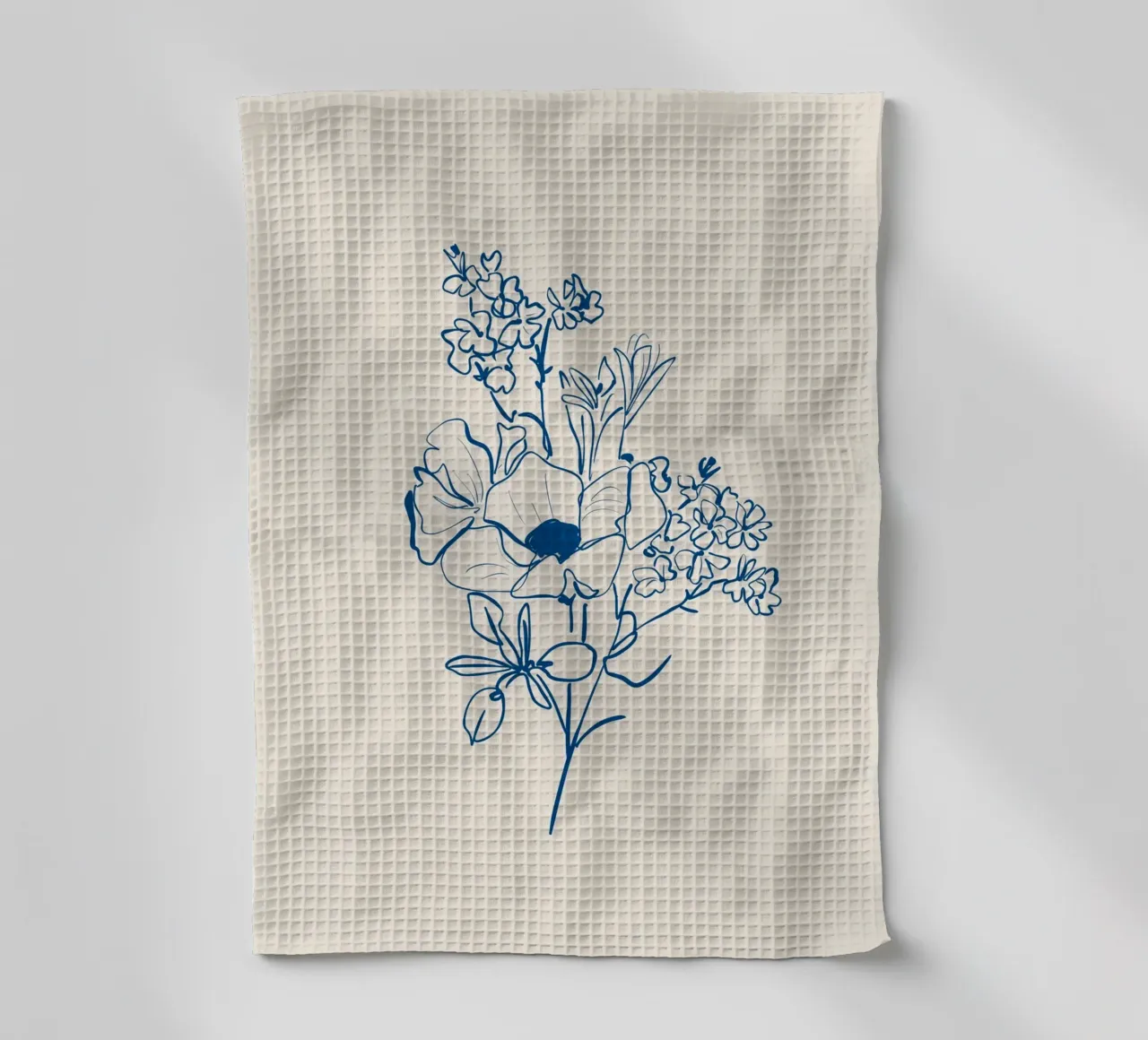Dessin au trait de fleurs 15 torchon de LeaDArt