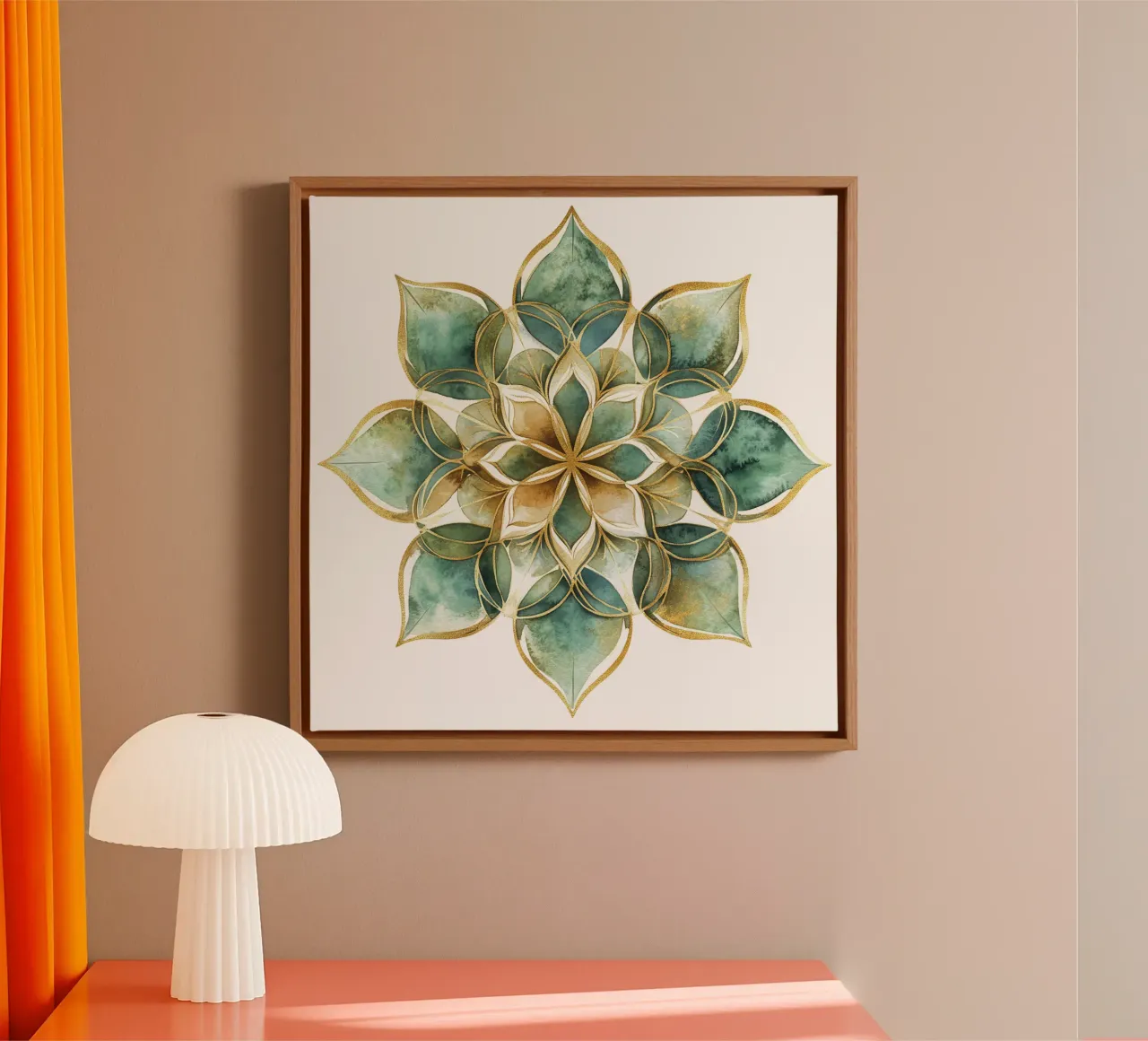 Mandala di salvia acquerellato tela con Cornice a cassetta da Spiritual Touch