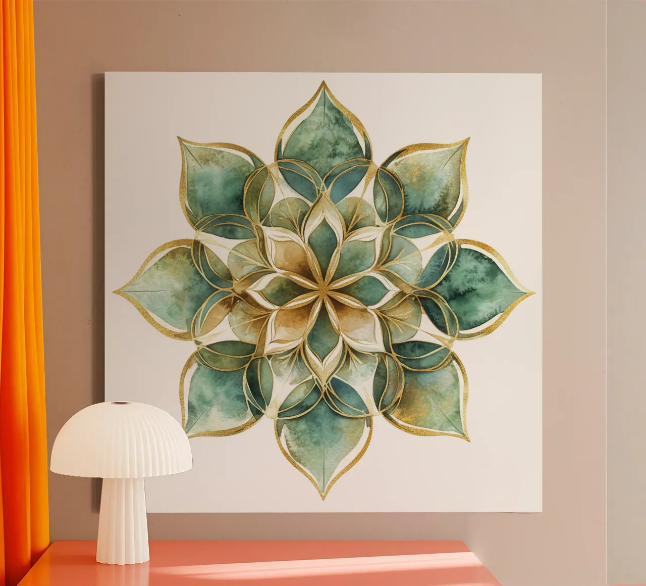 Mandala di salvia acquerellato tela con Cornice a cassetta da Spiritual Touch