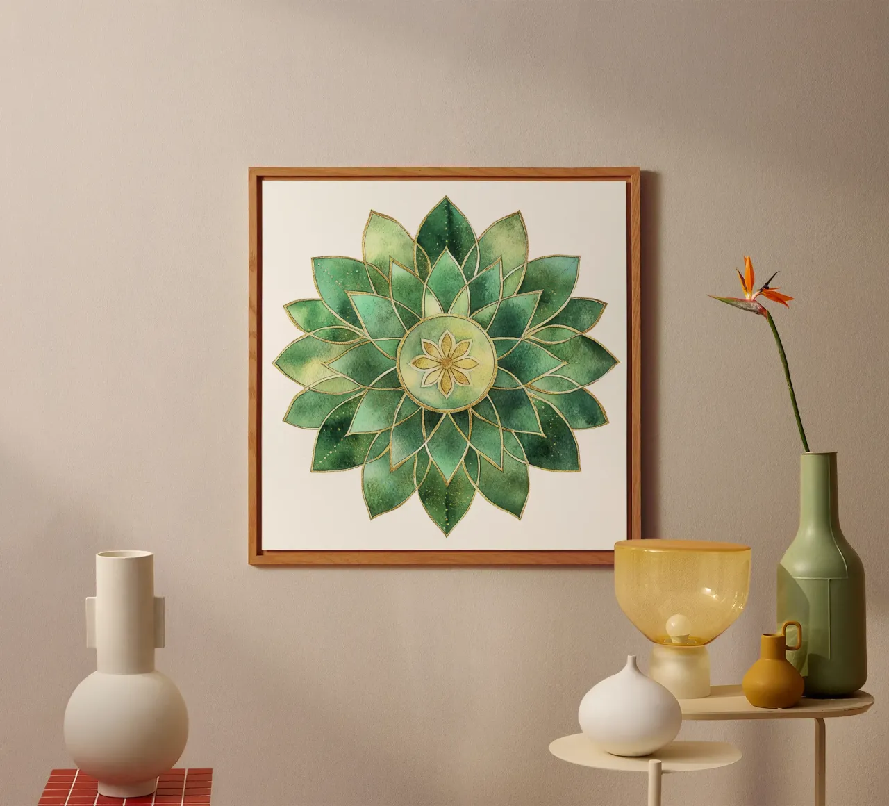 Mandala di salvia acquerellato alluminio dibond da Spiritual Touch