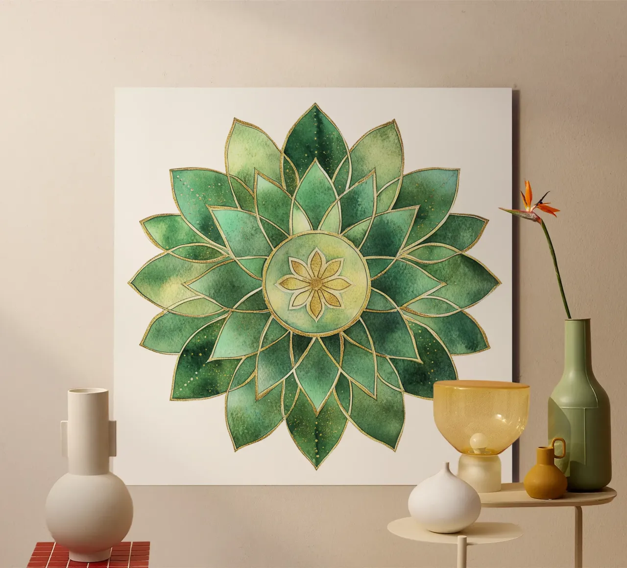 Mandala di salvia acquerellato alluminio dibond da Spiritual Touch