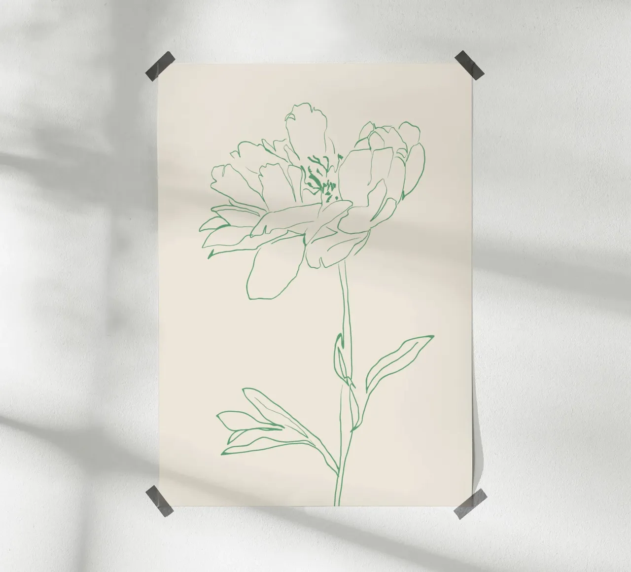 Dessin au trait de fleurs 16 poster de LeaDArt