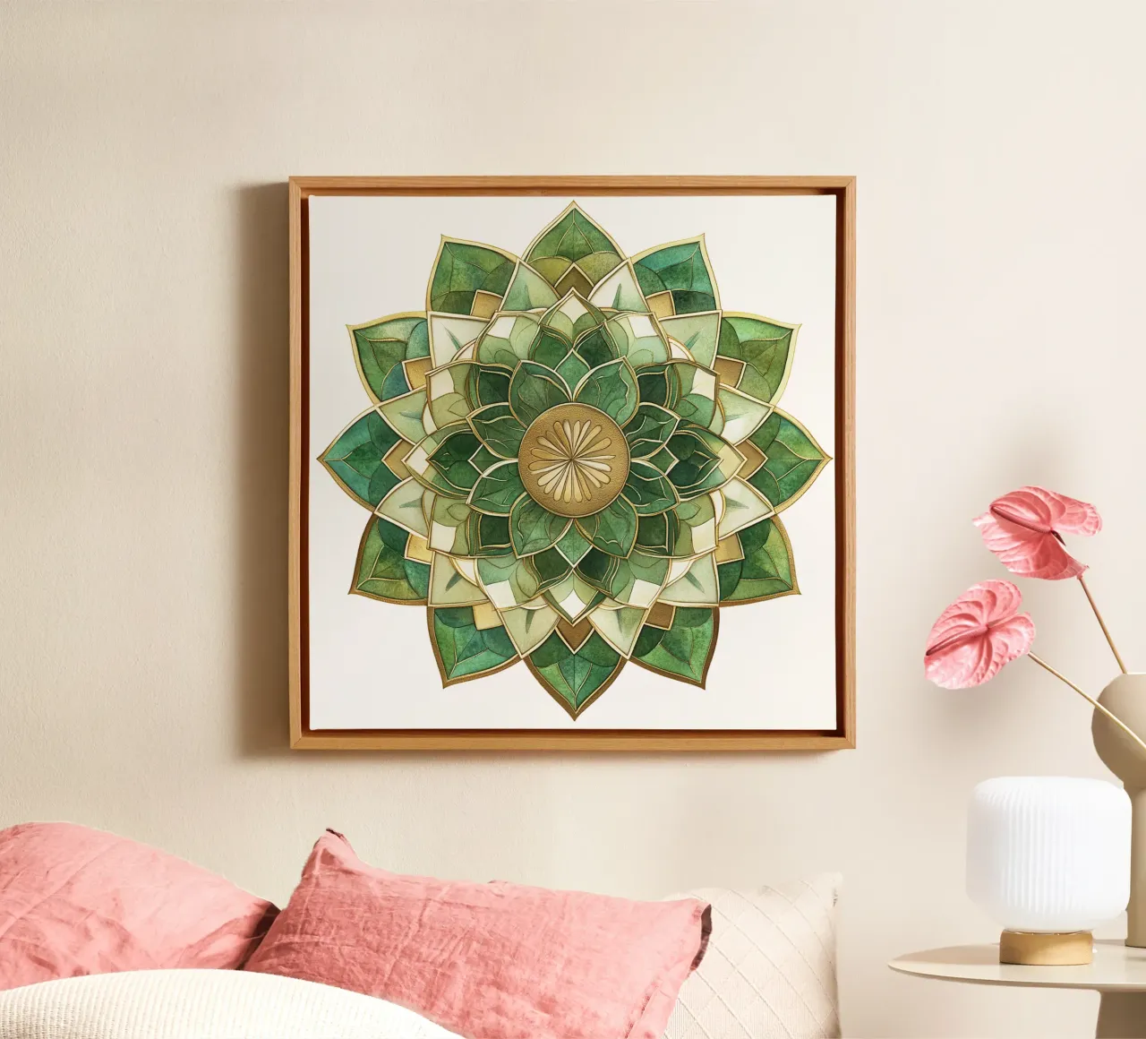 Mandala di salvia acquerellato tela con Cornice a cassetta da Spiritual Touch