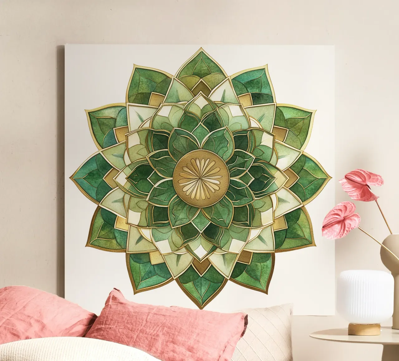 Mandala di salvia acquerellato tela con Cornice a cassetta da Spiritual Touch