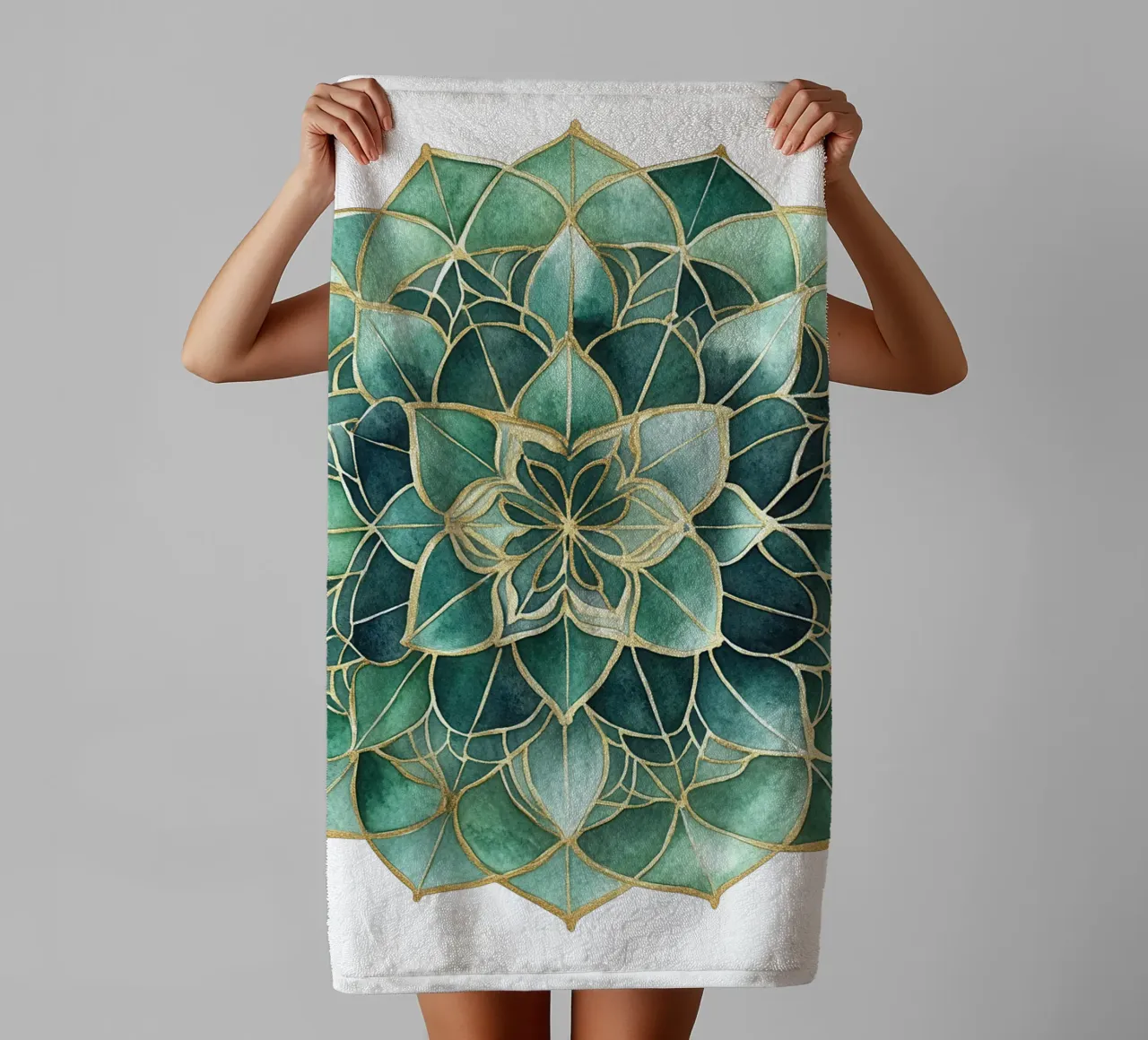 Mandala di salvia acquerellato asciugamano da bagno da Spiritual Touch