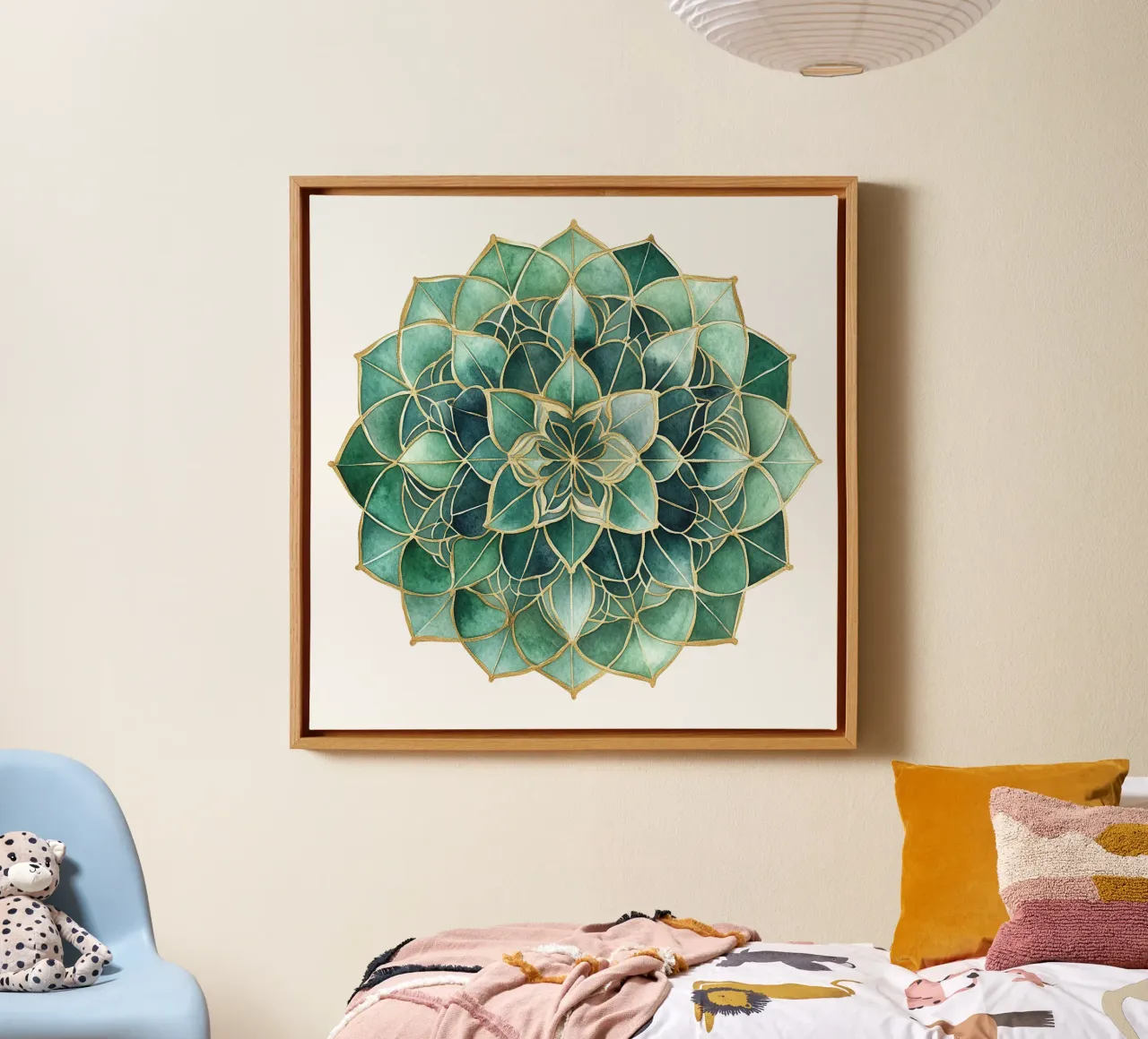 Mandala di salvia acquerellato tela con Cornice a cassetta da Spiritual Touch