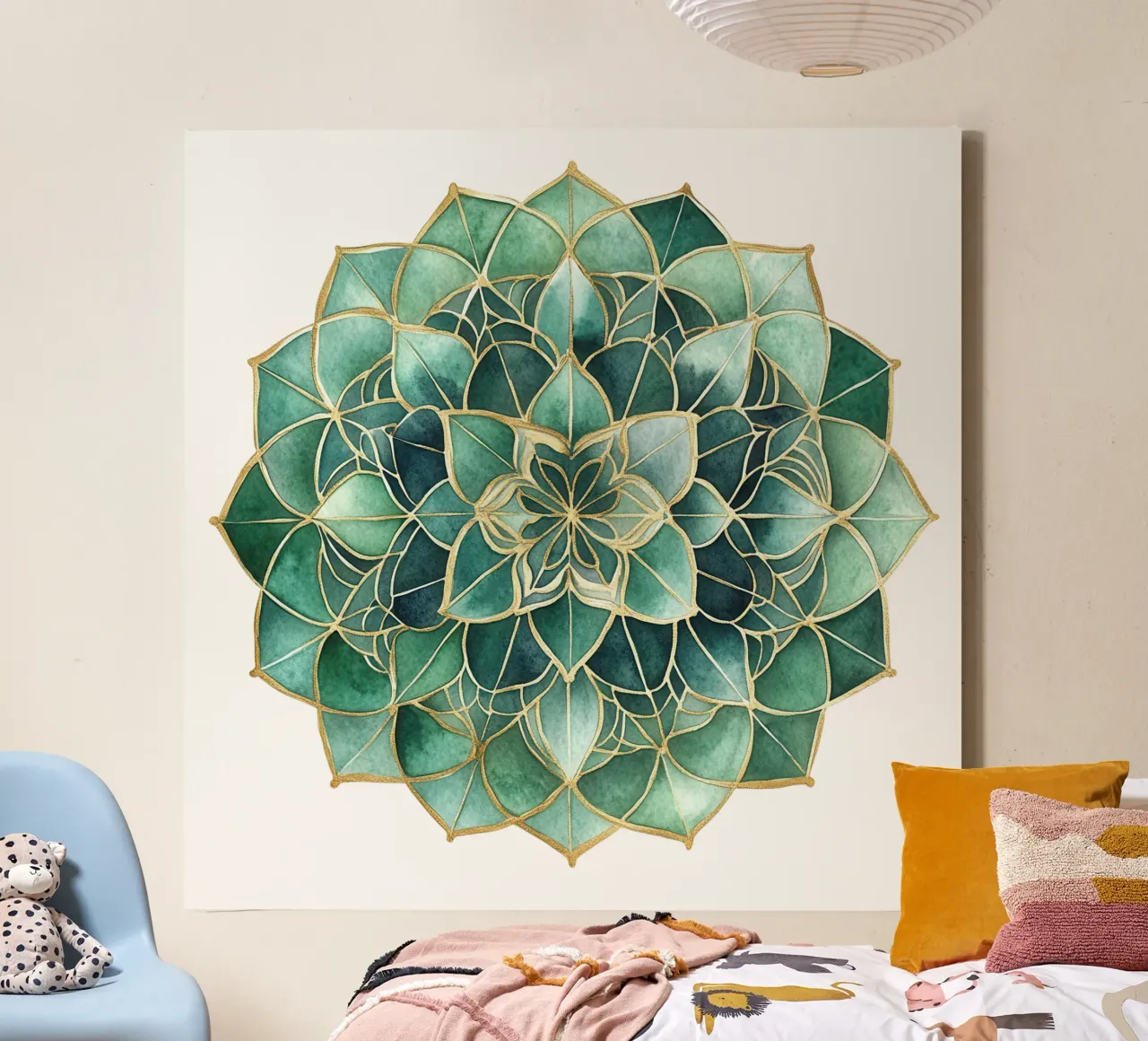 Mandala di salvia acquerellato tela con Cornice a cassetta da Spiritual Touch