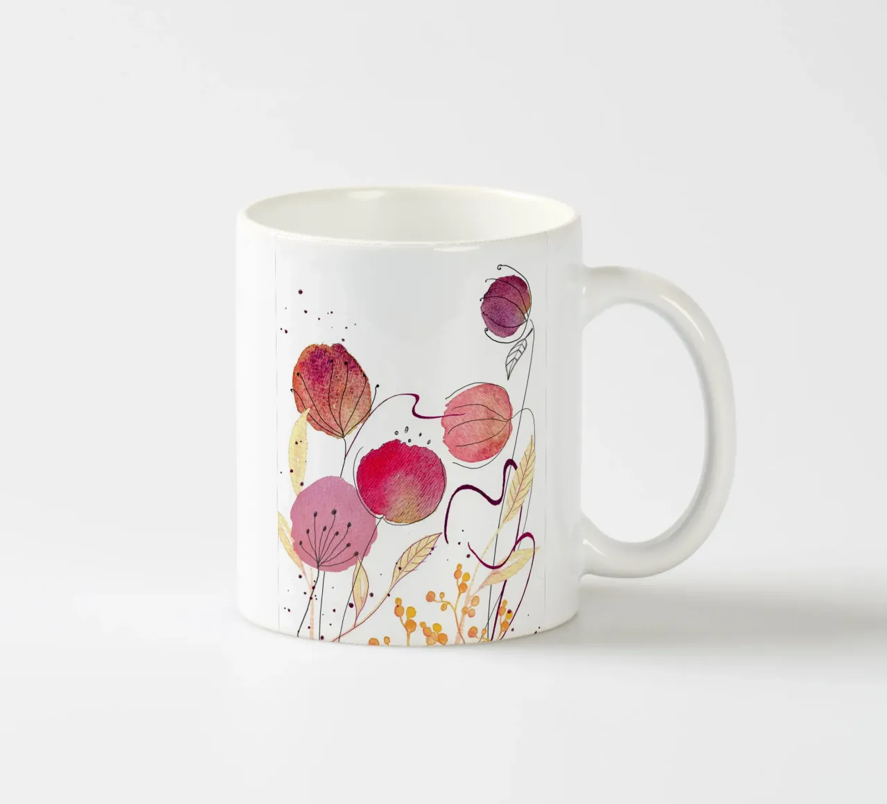 Rote Fantasieblüten tazza in ceramica da Farbwelten