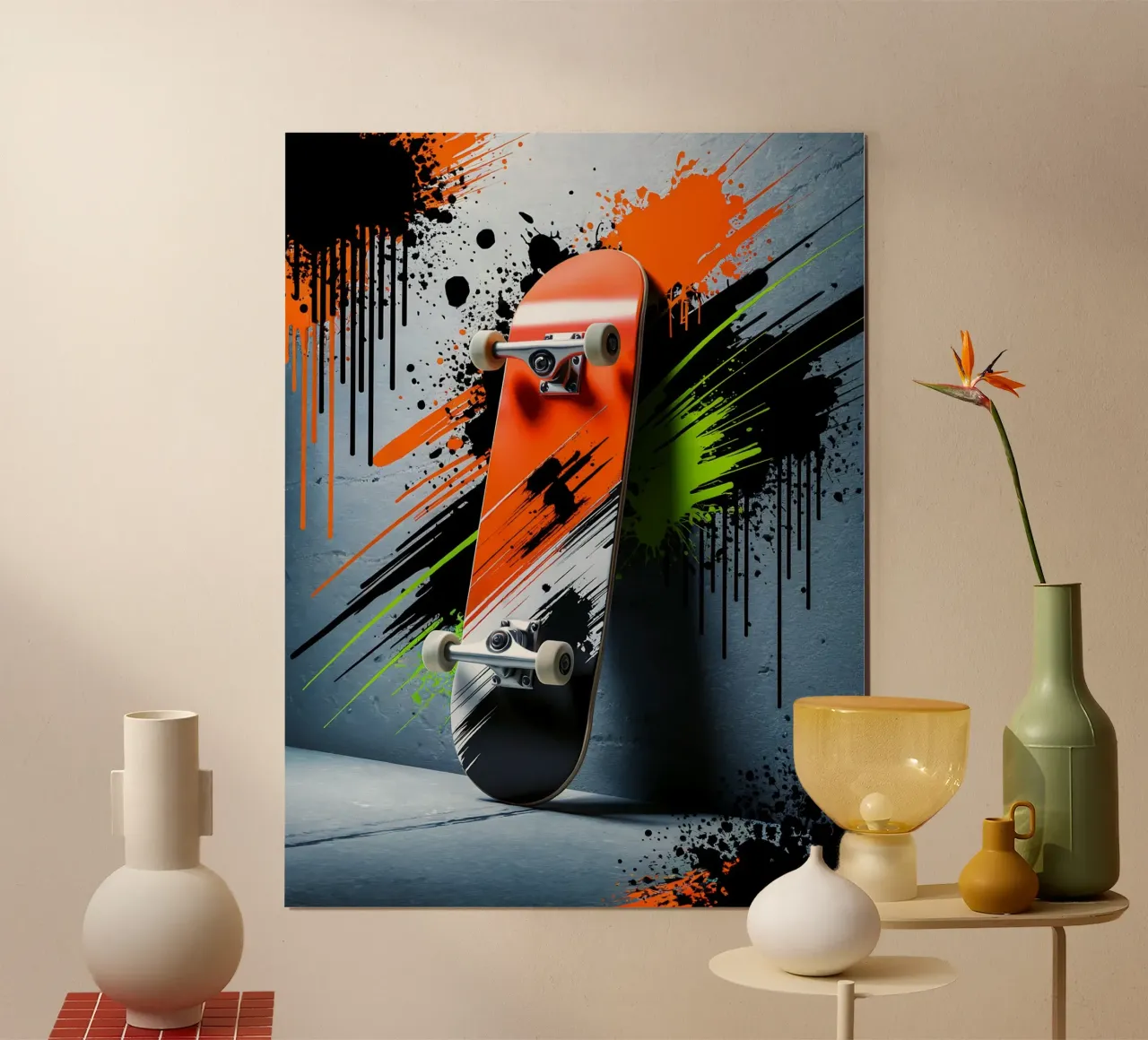 Urban Skate: Graffiti Skateboarding poster con telaio in alluminio da GameDay Studio