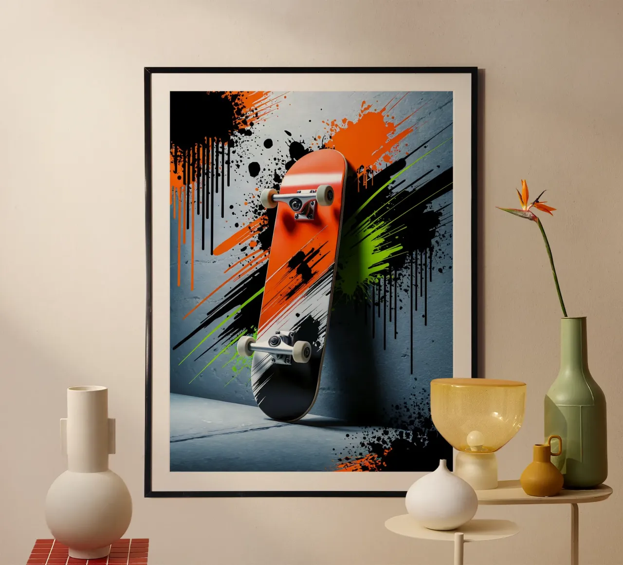 Urban Skate: Graffiti Skateboarding poster con telaio in alluminio da GameDay Studio