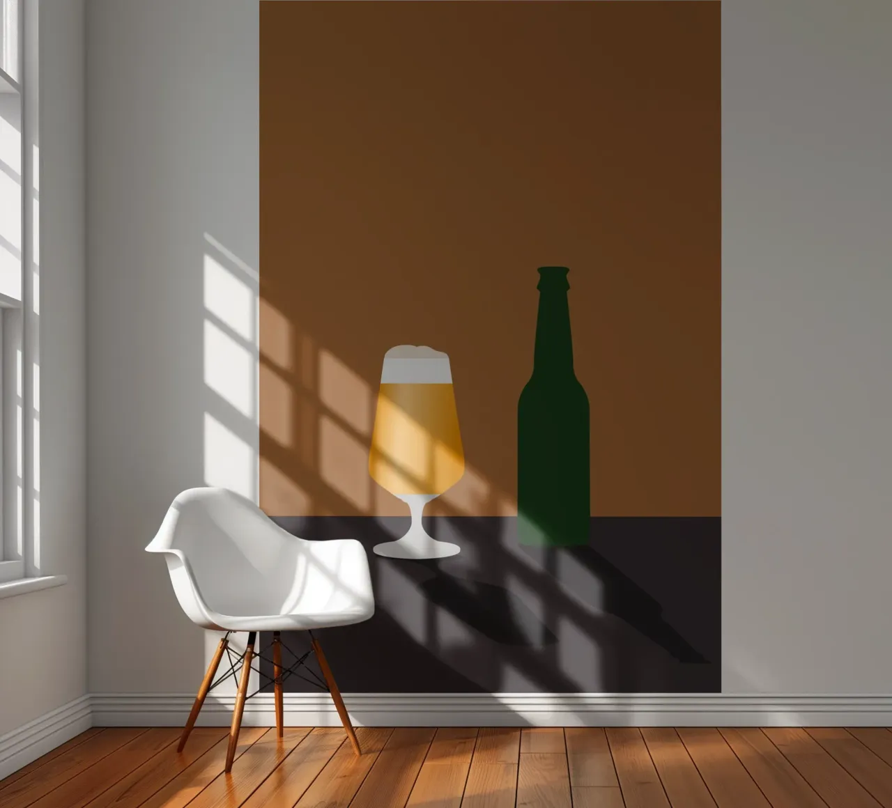 Minimaal bierglas en flesje fotobehang van minimalist designs