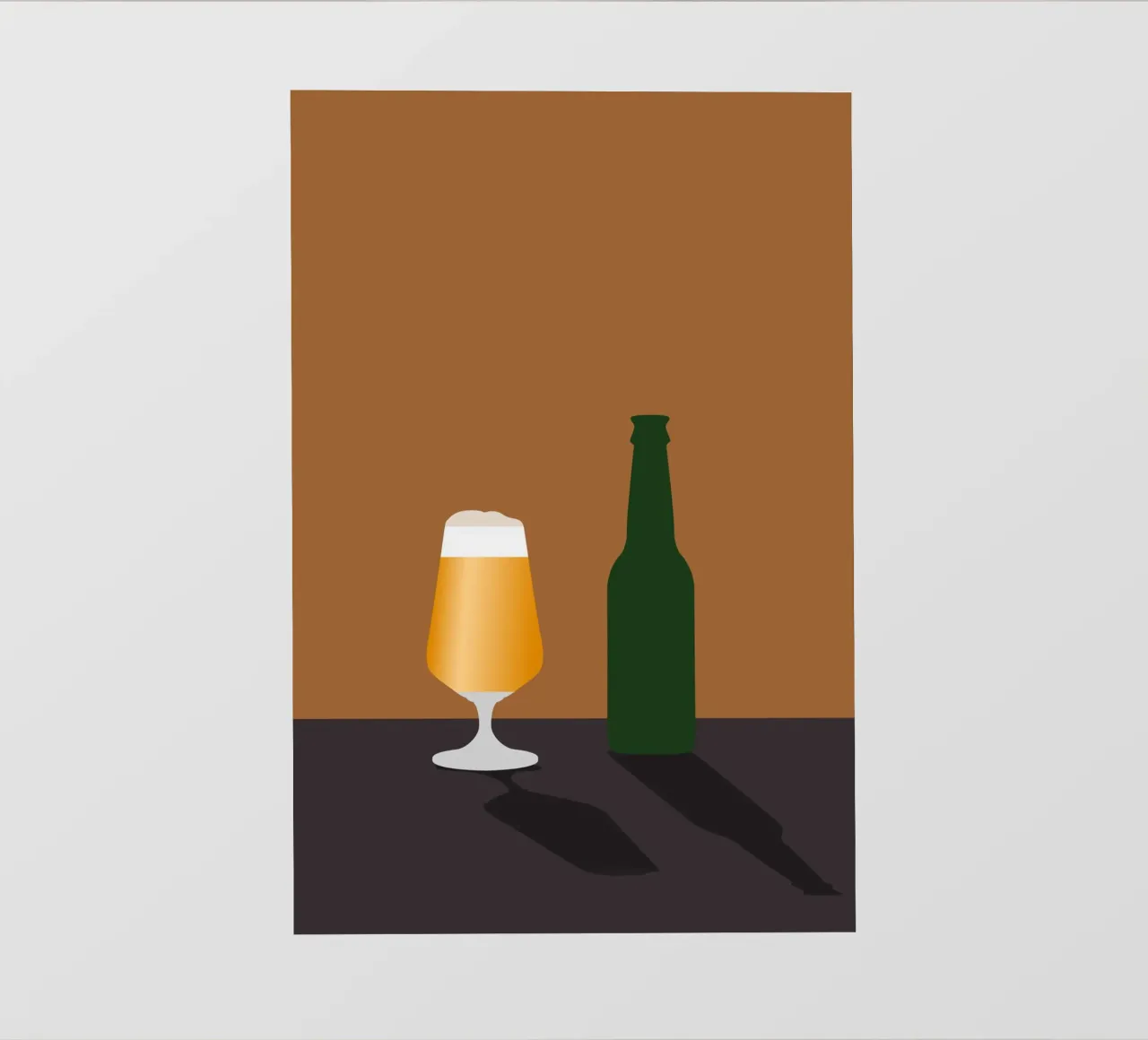 Minimaal bierglas en flesje fotobehang van minimalist designs