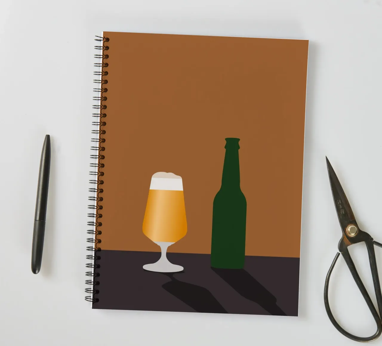 Minimal beer glass and bottle spiral notebook by minimalist designs