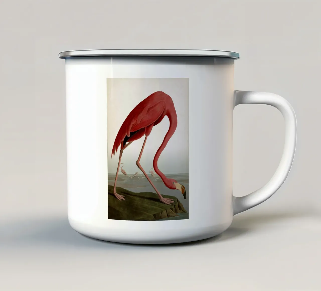 Vintage Audubon 1 American Flamingo tazza in smalto da Vintage Print Collection