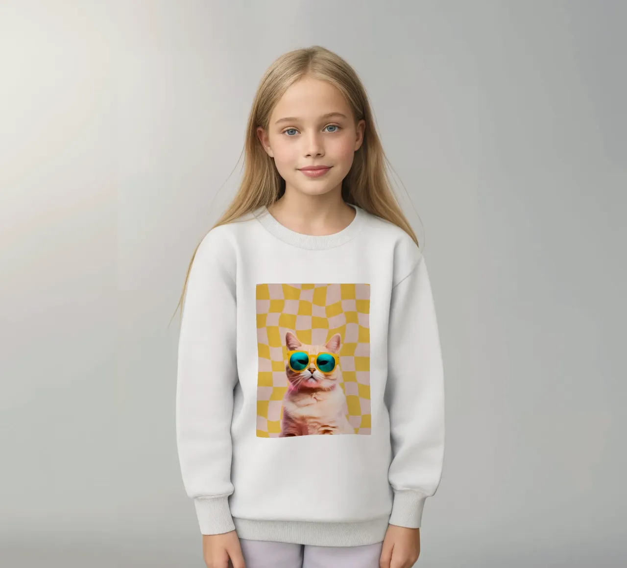 Hipster Kitty kids sweatshirt by Doodle Dreams Art