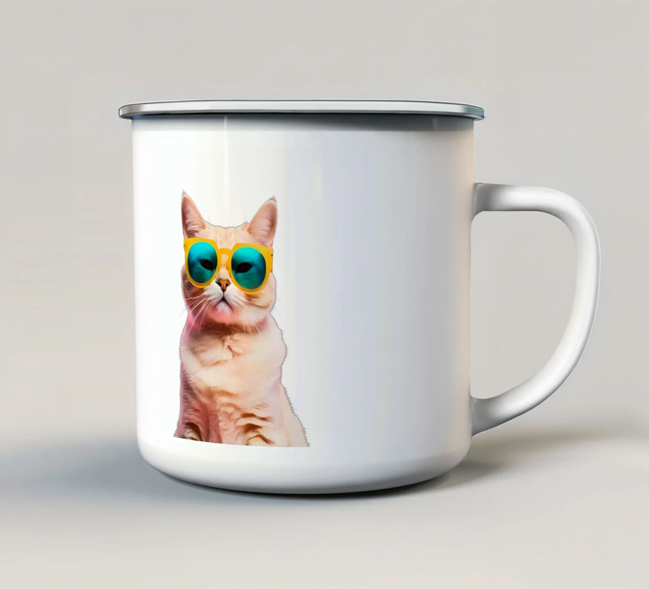 Gatto Hipster tazza in smalto da Doodle Dreams Art