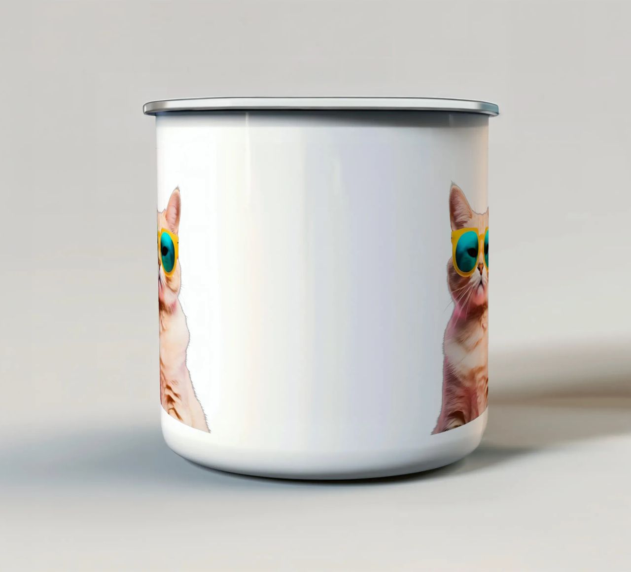 Gatto Hipster tazza in smalto da Doodle Dreams Art