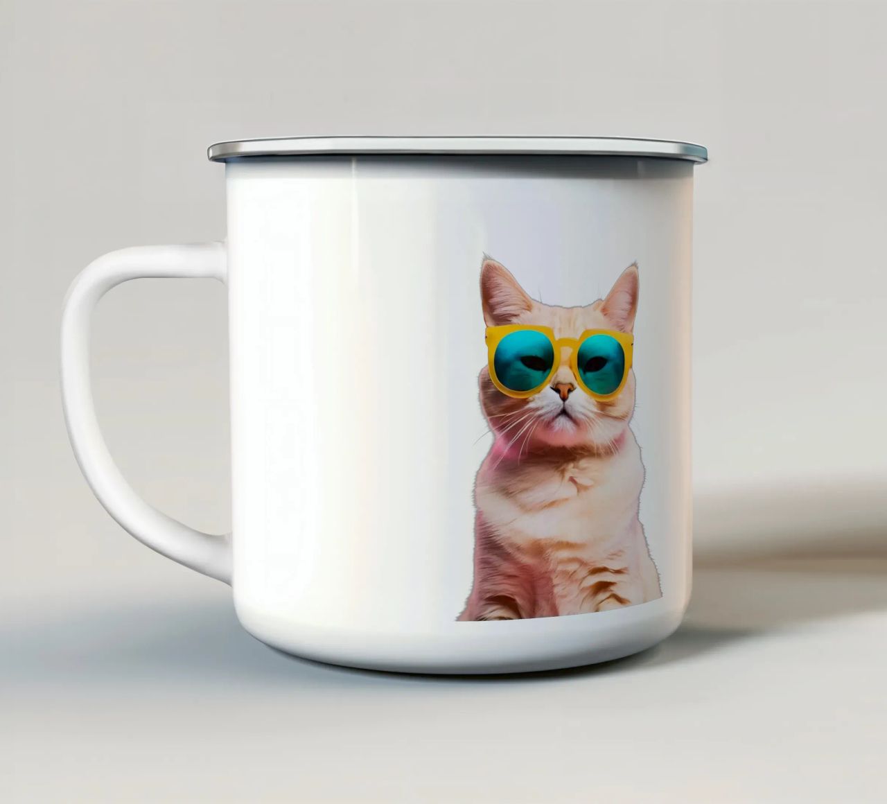 Gatto Hipster tazza in smalto da Doodle Dreams Art