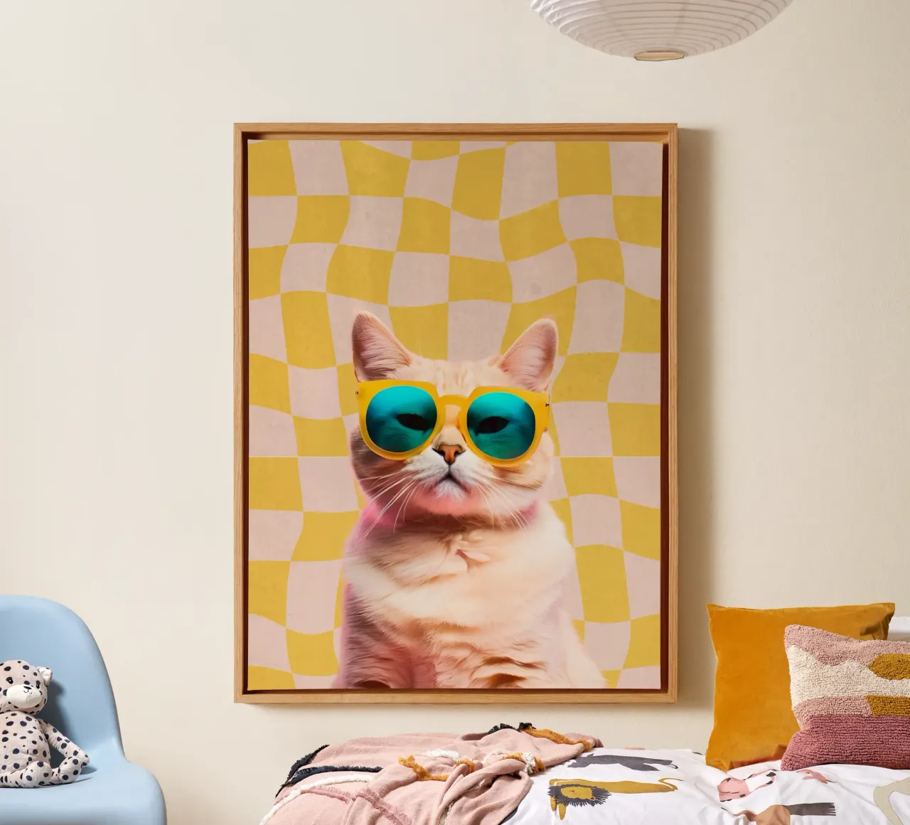 Hipster-Kätzchen Leinwand mit Schattenfugenrahmen von Doodle Dreams Art