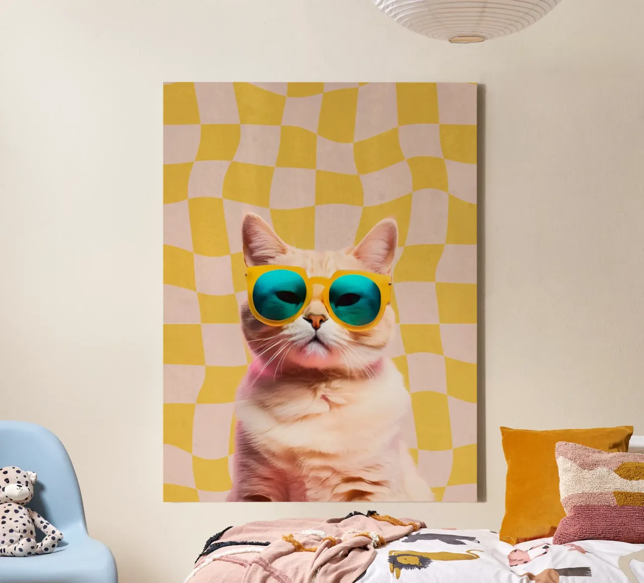 Hipster-Kätzchen Leinwand mit Schattenfugenrahmen von Doodle Dreams Art