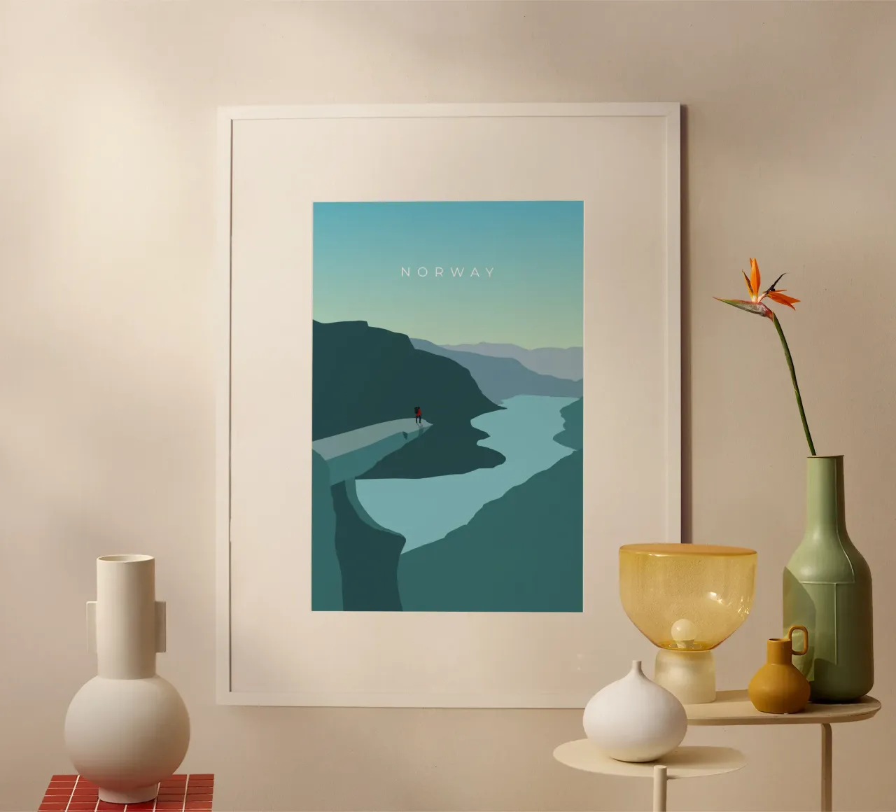 Norway - Trolltunga poster con telaio in legno da minimalist designs