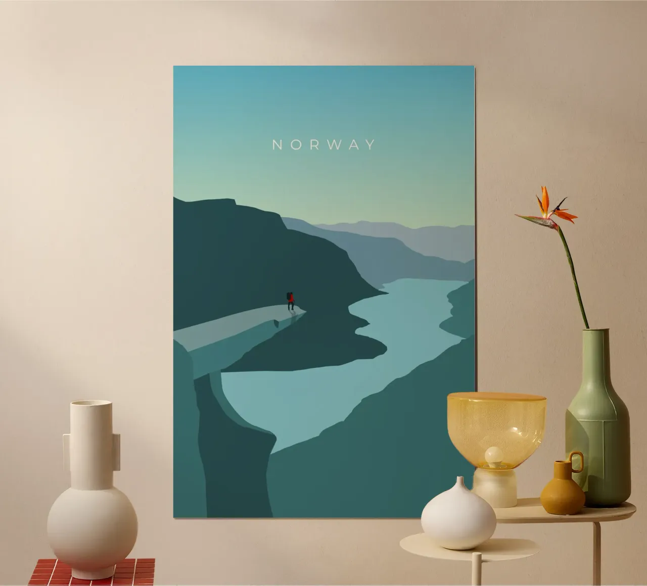 Norway - Trolltunga poster con telaio in legno da minimalist designs