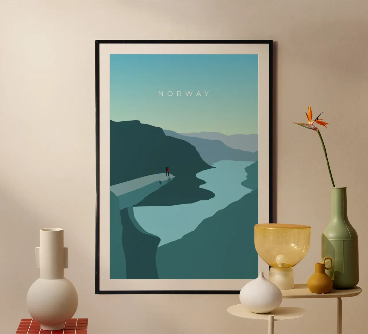 Norway - Trolltunga poster con telaio in legno da minimalist designs