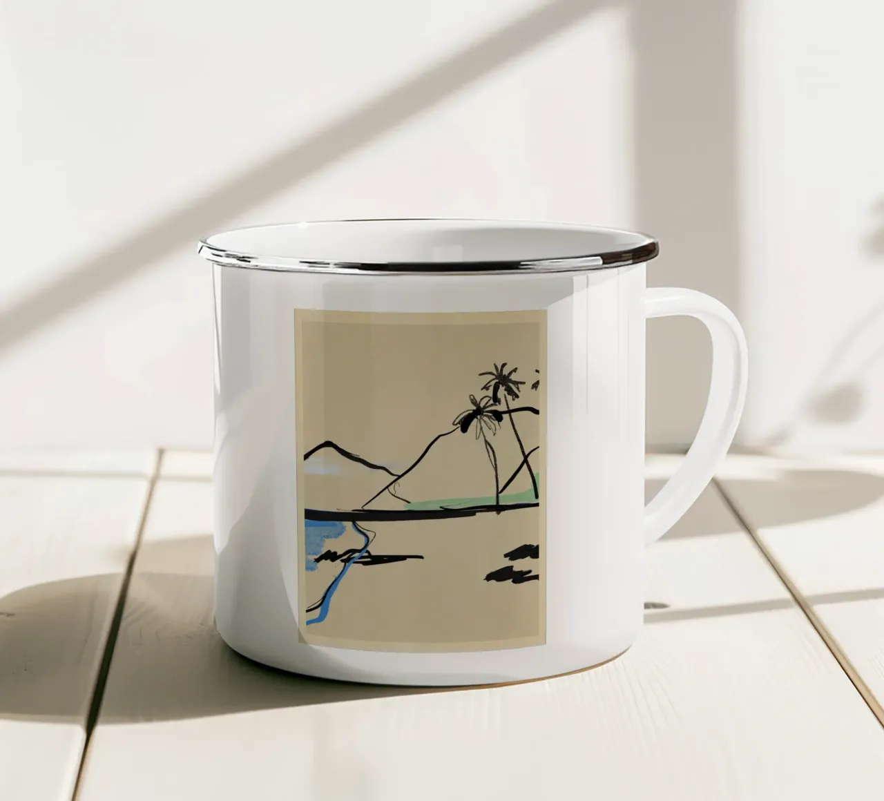 Landschap Schetskunst 3 emaille mok van LeaDArt